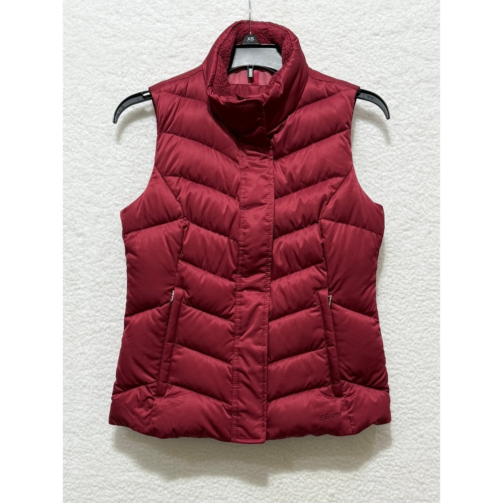 Eddie Bauer Womens Vest‎ XS Premium Goose Down Red Sleeveless Puffer